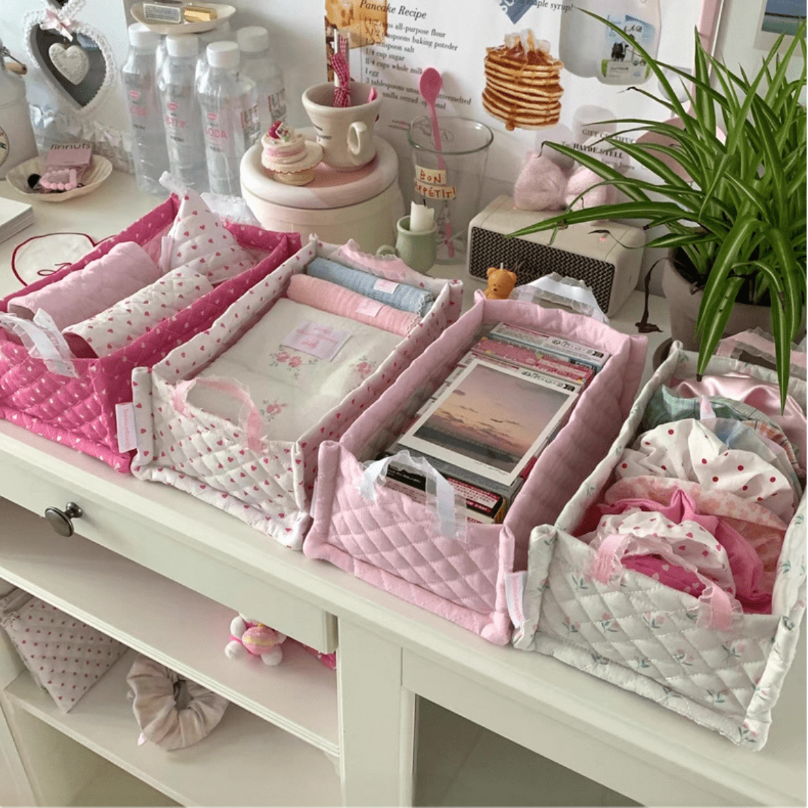 Handmade Sweet Heart Tulip Fabric Storage Basket - ArtGalleryZen