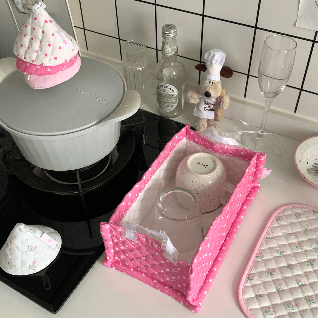 Handmade Sweet Heart Tulip Fabric Storage Basket - ArtGalleryZen