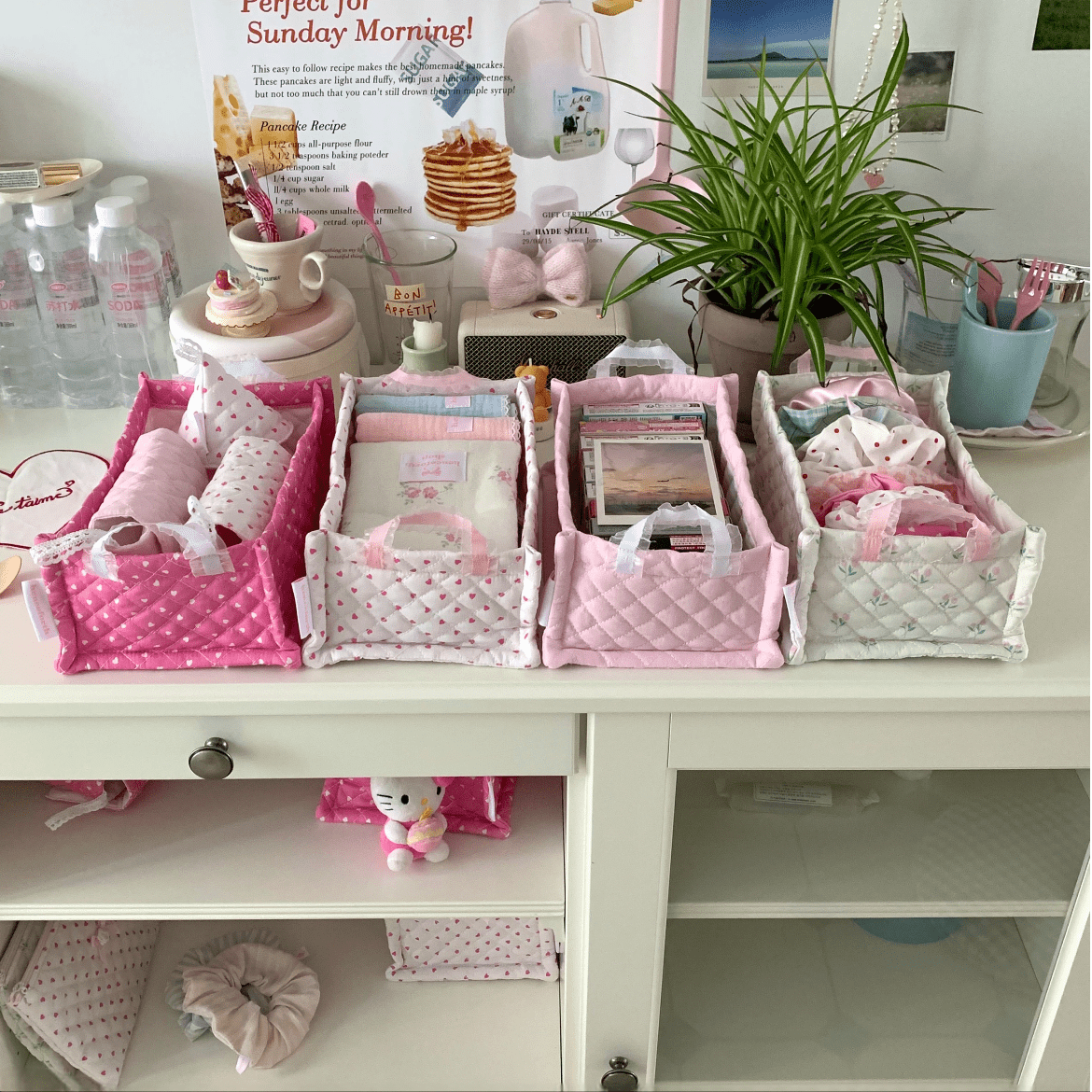 Handmade Sweet Heart Tulip Fabric Storage Basket - ArtGalleryZen