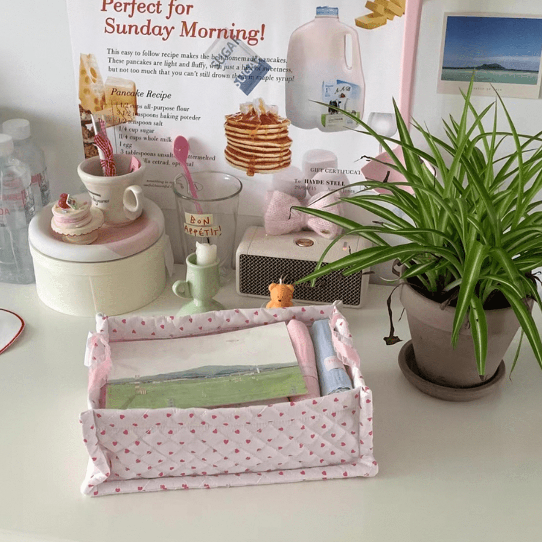 Handmade Sweet Heart Tulip Fabric Storage Basket - ArtGalleryZen