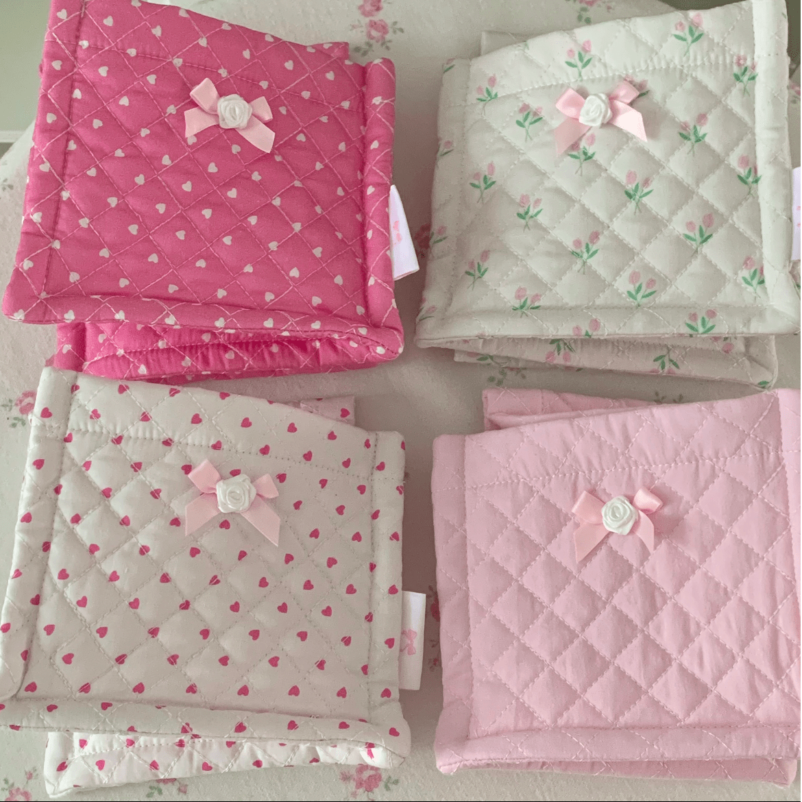 Handmade Sweet Heart Tulip Fabric Storage Basket - ArtGalleryZen