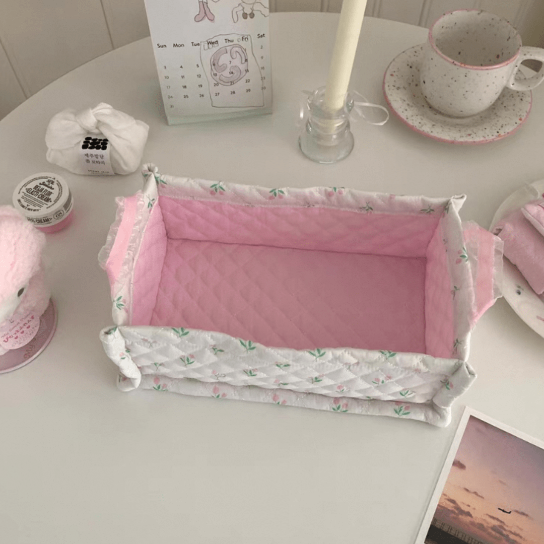 Handmade Sweet Heart Tulip Fabric Storage Basket - ArtGalleryZen