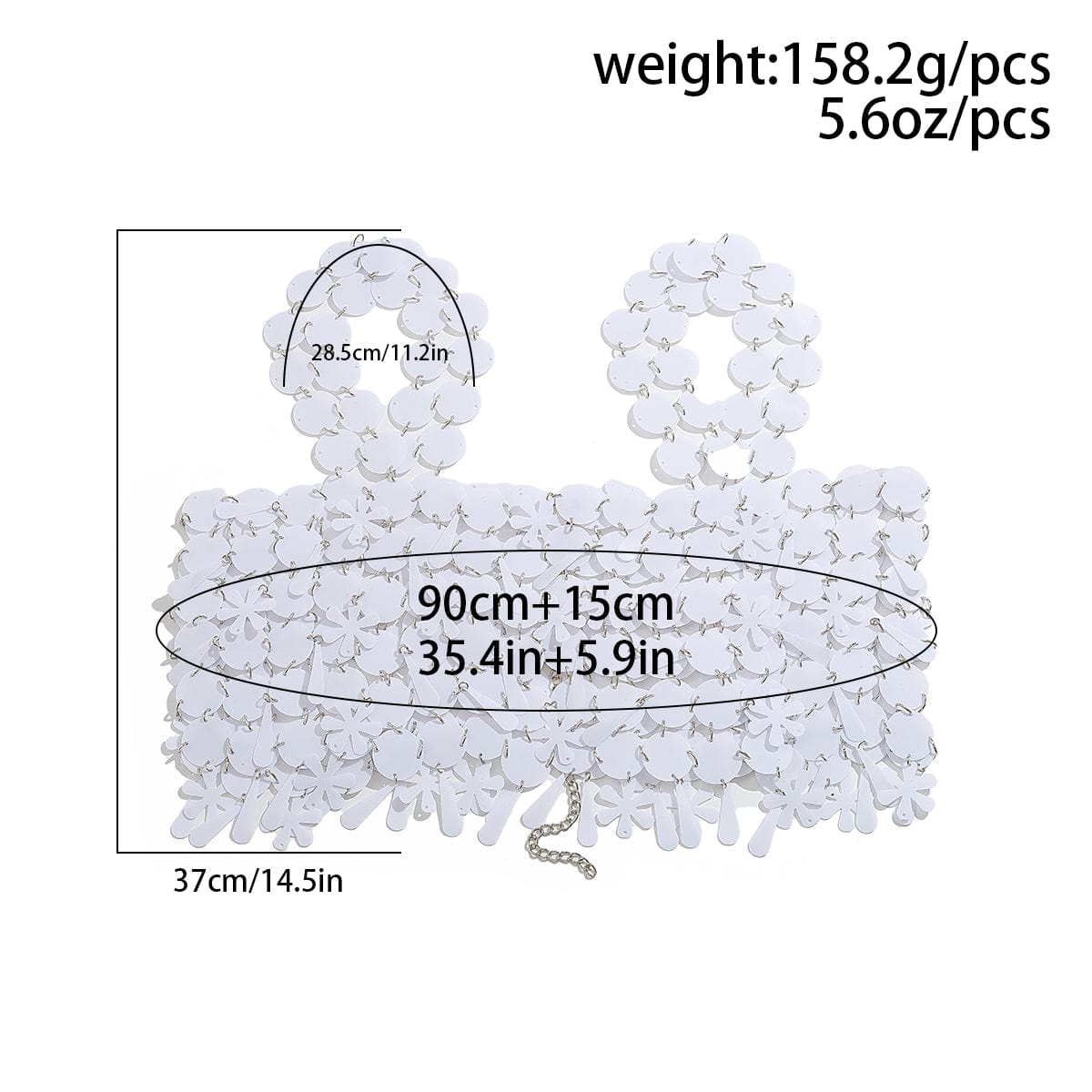 Handmade White Black Mirror Sequins Tassel Party Tank Top - ArtGalleryZen