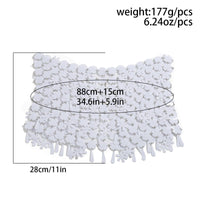 Thumbnail for Handmade White Black Sequins Tassel Patchwork Strappy Nightclub Party Mini Skirt - ArtGalleryZen