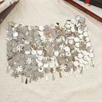 Thumbnail for Handmade White Black Sequins Tassel Patchwork Strappy Nightclub Party Mini Skirt