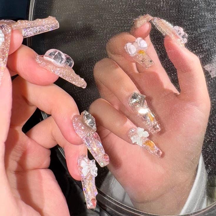 Handmade Y2K Gummy Bears Bowknot 3D Press on Nails False Nail - ArtGalleryZen