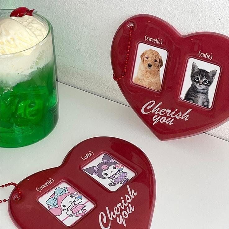 Heart Couples Keychain Kpop Photocard Holder - ArtGalleryZen