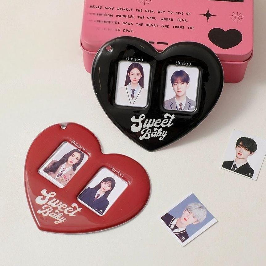 Heart Couples Keychain Kpop Photocard Holder - ArtGalleryZen