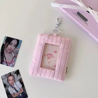 Thumbnail for Heart Stripe Fabric Photocard Holder Keychain Kpop Card Display Bag - ArtGalleryZen