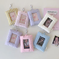 Thumbnail for Heart Stripe Fabric Photocard Holder Keychain Kpop Card Display Bag - ArtGalleryZen