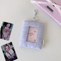 Thumbnail for Heart Stripe Fabric Photocard Holder Keychain Kpop Card Display Bag - ArtGalleryZen
