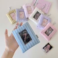Thumbnail for Heart Stripe Fabric Photocard Holder Keychain Kpop Card Display Bag - ArtGalleryZen