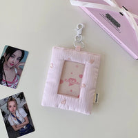 Thumbnail for Heart Stripe Fabric Photocard Holder Keychain Kpop Card Display Bag - ArtGalleryZen