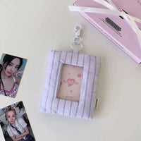 Thumbnail for Heart Stripe Fabric Photocard Holder Keychain Kpop Card Display Bag - ArtGalleryZen
