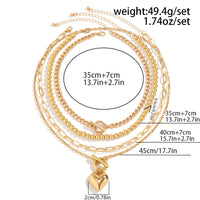 Thumbnail for Hip Hop 4pcs Toggle Clasp Heart Pendant Cable Chain Necklace Set - ArtGalleryZen