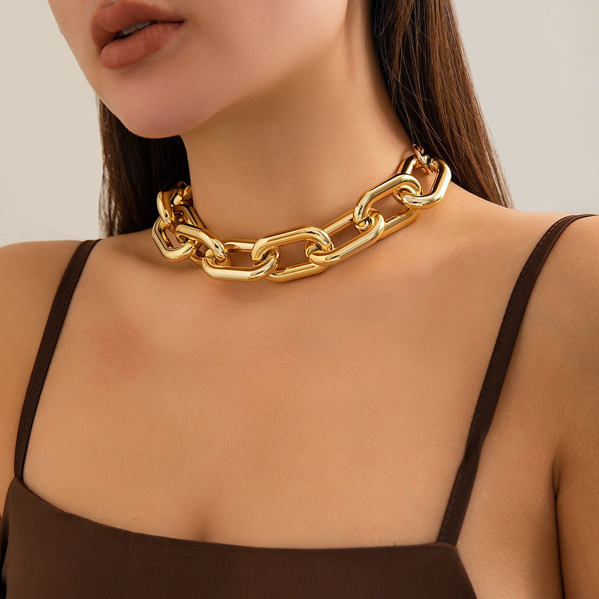 Hip Hop Gold Silver Plated Cable Chain Choker Necklace - ArtGalleryZen