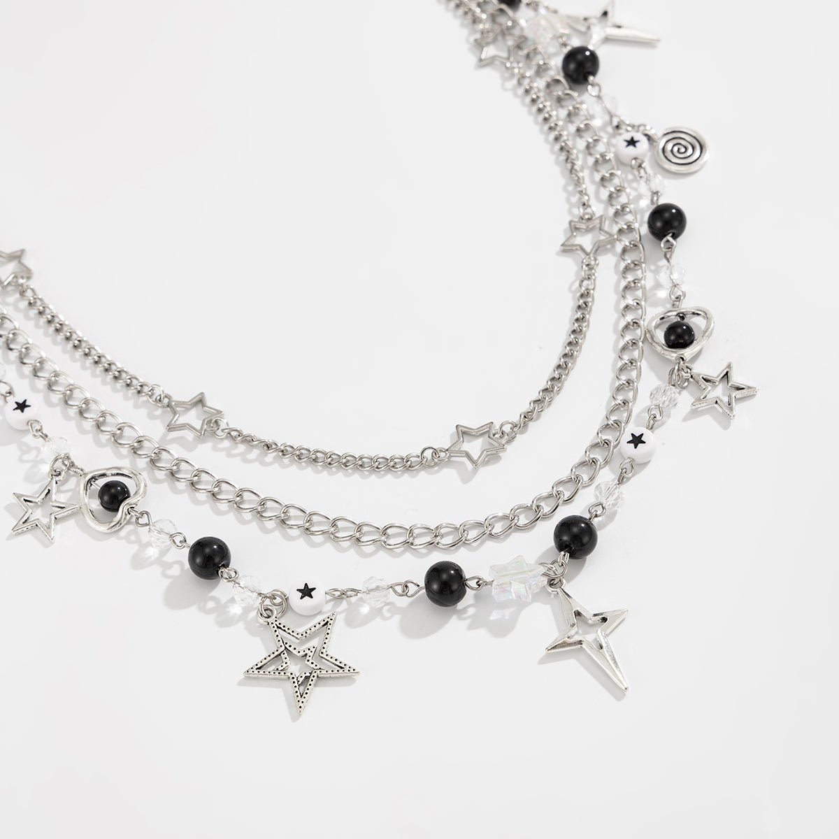 Hip Hop Layered Star Pendant Acrylic Bead Trouser Chain - ArtGalleryZen