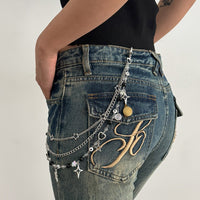 Thumbnail for Hip Hop Layered Star Pendant Acrylic Bead Trouser Chain - ArtGalleryZen