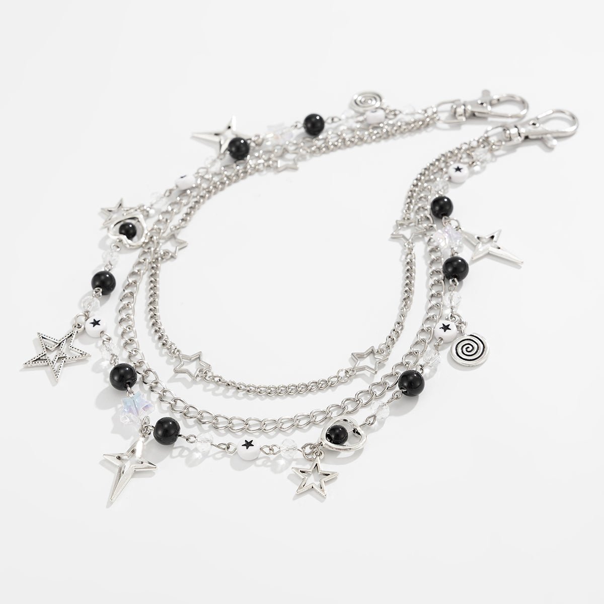 Hip Hop Layered Star Pendant Acrylic Bead Trouser Chain - ArtGalleryZen