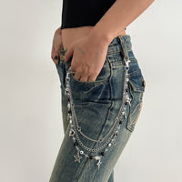 Thumbnail for Hip Hop Layered Star Pendant Acrylic Bead Trouser Chain - ArtGalleryZen