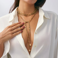 Thumbnail for Hip - hop Style Square Beaded Long Chain Necklace - ArtGalleryZen