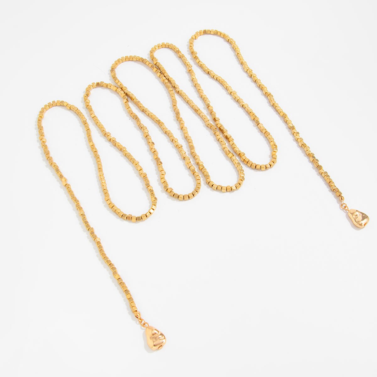 Hip - hop Style Square Beaded Long Chain Necklace - ArtGalleryZen