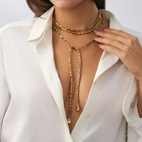 Thumbnail for Hip - hop Style Square Beaded Long Chain Necklace - ArtGalleryZen