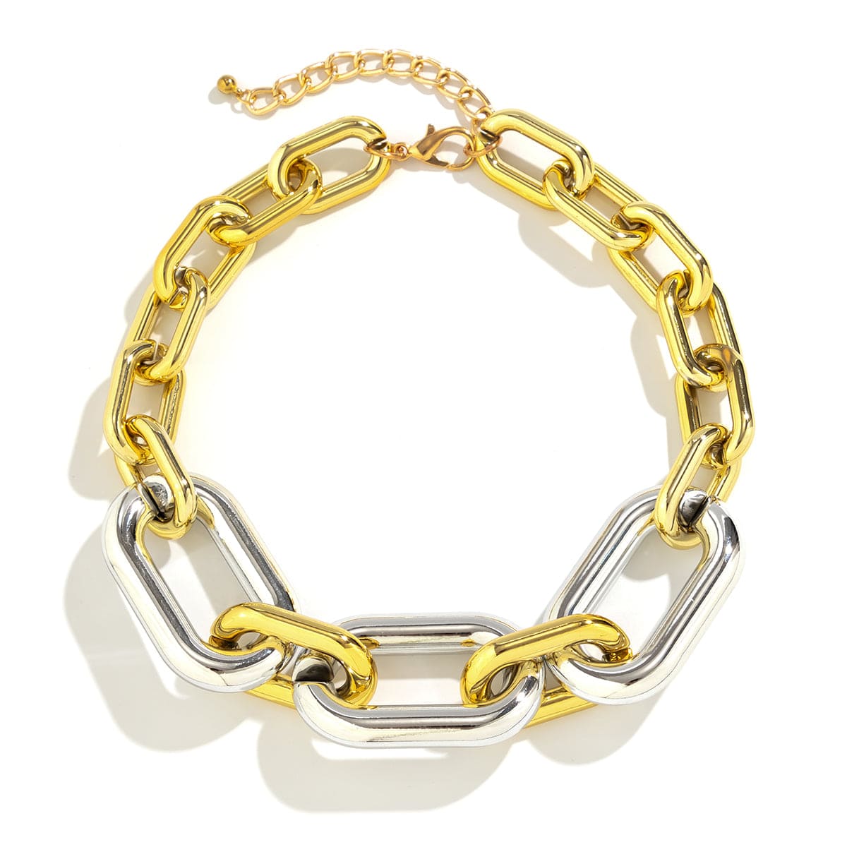 Hip Hop Two Tone Chunky Cable Chain Choker Necklace - ArtGalleryZen