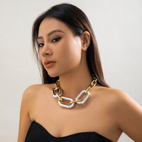 Thumbnail for Hip Hop Two Tone Chunky Cable Chain Choker Necklace - ArtGalleryZen