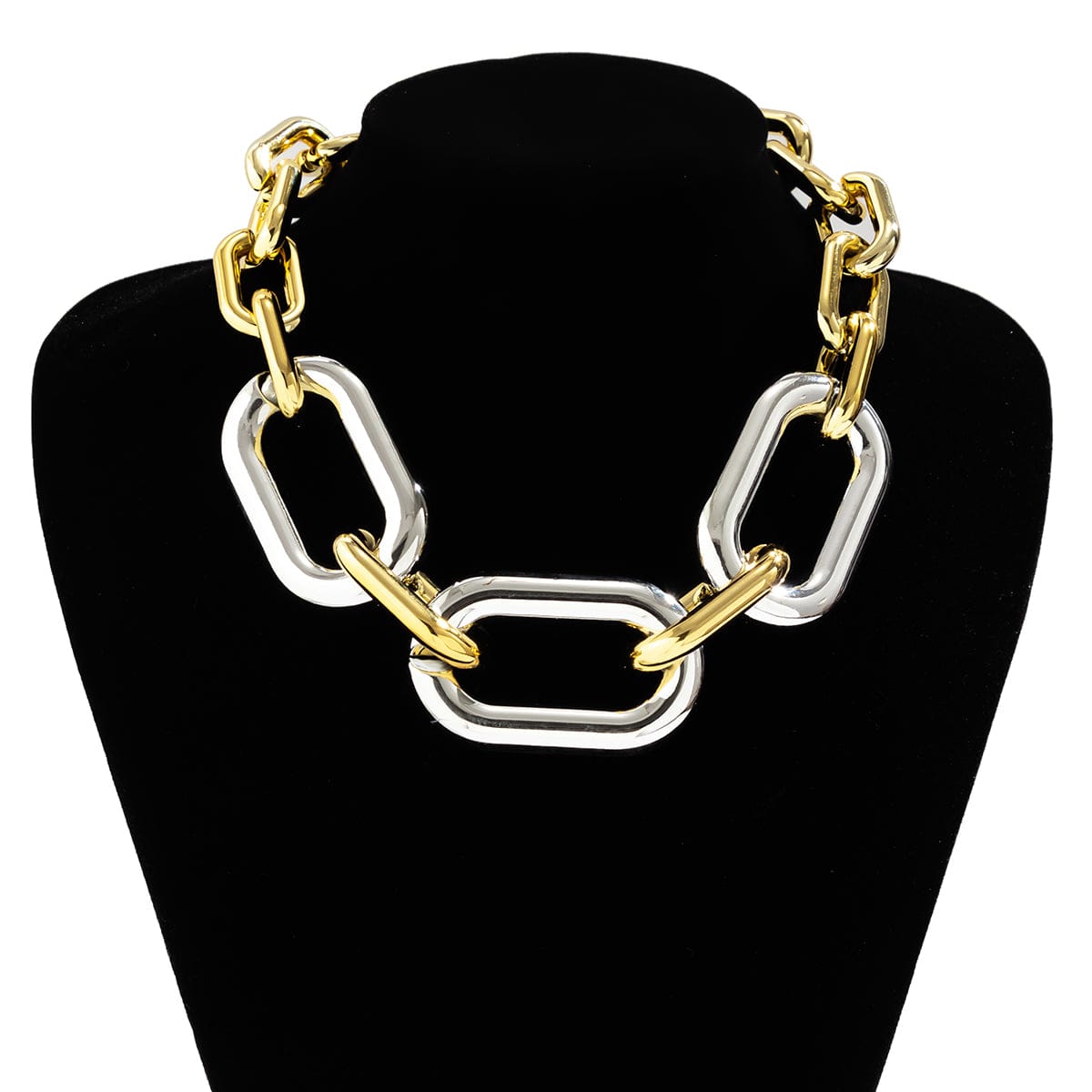 Hip Hop Two Tone Chunky Cable Chain Choker Necklace - ArtGalleryZen