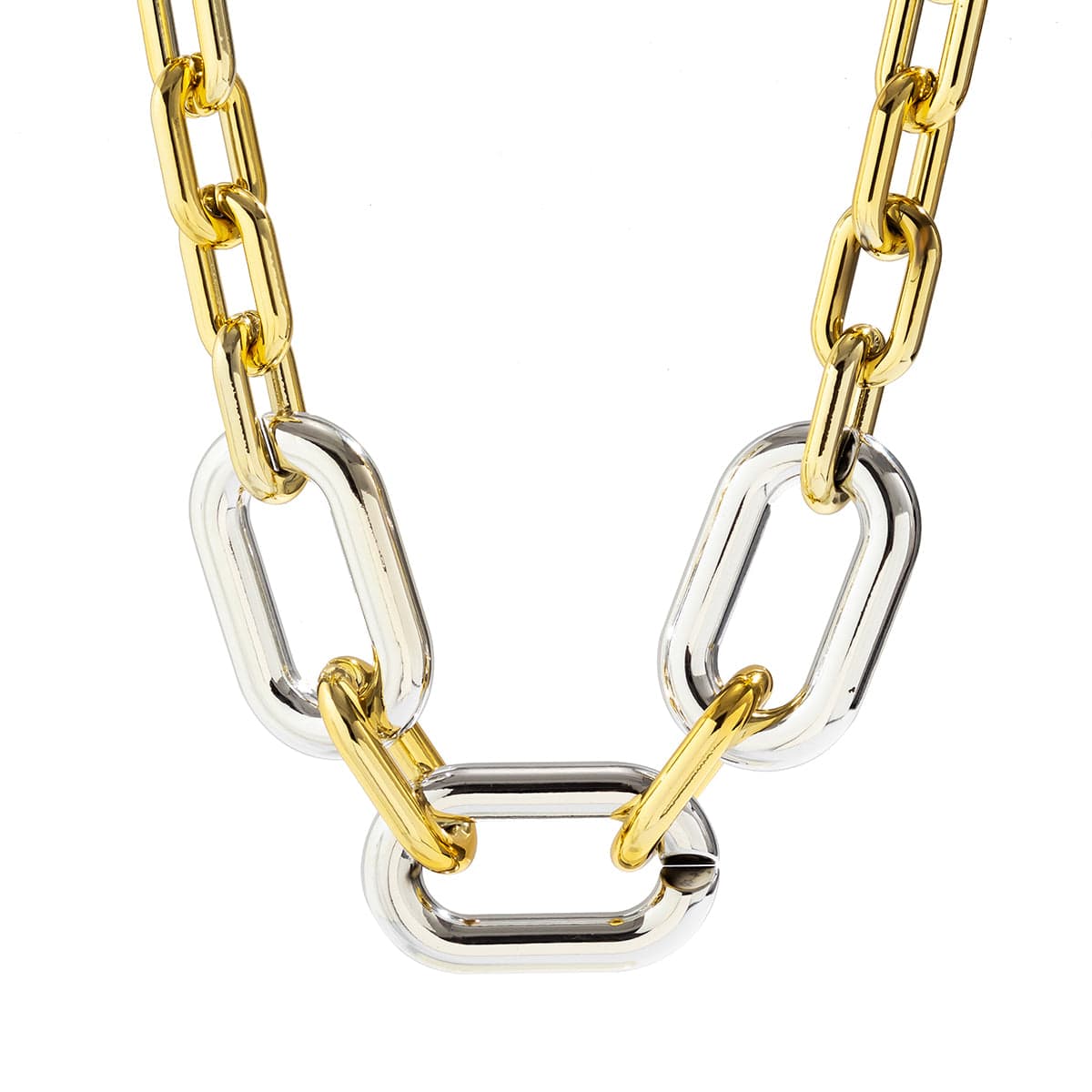 Hip Hop Two Tone Chunky Cable Chain Choker Necklace - ArtGalleryZen