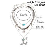 Thumbnail for Hippie 3pcs Bull Cowboy Hat Turquoise Pendant Ball Chain Necklace Set - ArtGalleryZen