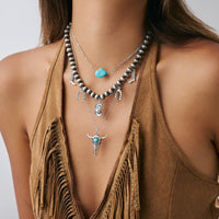 Thumbnail for Hippie 3pcs Bull Cowboy Hat Turquoise Pendant Ball Chain Necklace Set - ArtGalleryZen