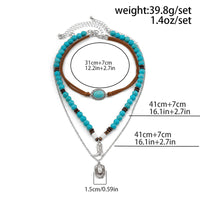 Thumbnail for Hippie 3Pcs Cowboy Hat Boots Pendant Turquoise Wood Bead Necklace Set - ArtGalleryZen