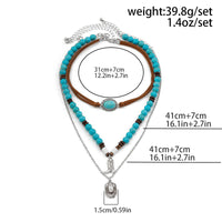 Thumbnail for Hippie 3Pcs Cowboy Hat Boots Pendant Turquoise Wood Bead Necklace Set