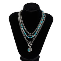 Thumbnail for Hippie 4Pcs Cowboy Hat Pendant Turquoise Chain Necklace Set