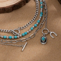 Thumbnail for Hippie 4Pcs Cowboy Hat Pendant Turquoise Chain Necklace Set