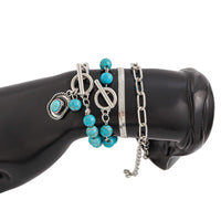 Thumbnail for Hippie 4Pcs Toggle Clasp Turquoise Inlaid Cowboy Hat Charm Curb Chain Bracelet Set