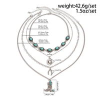 Thumbnail for Hippie 4pcs Turquoise Boot Cowboy Hat Lucky Horseshoe Pendant Necklace Set - ArtGalleryZen