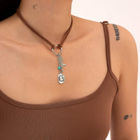 Thumbnail for Hippie Cactus Cowboy Hat Boots Pendant Velvet Necklace - ArtGalleryZen