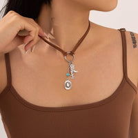 Thumbnail for Hippie Cactus Cowboy Hat Boots Pendant Velvet Necklace - ArtGalleryZen