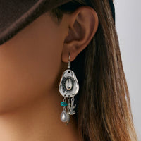 Thumbnail for Hippie Cowboy Hat Turquoise Boot Cactus Dangle Earrings - ArtGalleryZen
