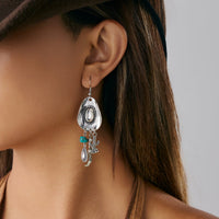 Thumbnail for Hippie Cowboy Hat Turquoise Boot Cactus Dangle Earrings - ArtGalleryZen