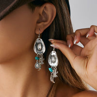 Thumbnail for Hippie Cowboy Hat Turquoise Boot Cactus Dangle Earrings - ArtGalleryZen