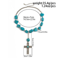 Thumbnail for Hippie Cross Pendant Turquoise Chain Necklace