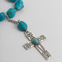 Thumbnail for Hippie Cross Pendant Turquoise Chain Necklace