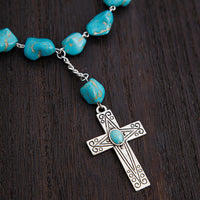 Thumbnail for Hippie Cross Pendant Turquoise Chain Necklace