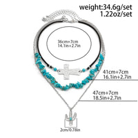 Thumbnail for Hippie Layered Turquoise Cactus Pendant Cross Velvet Necklace Set - ArtGalleryZen
