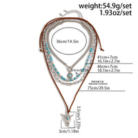 Thumbnail for Hippie Toggle Clasp Bull Flower Pendant Turquoise Chain Velvet Necklace Set - ArtGalleryZen