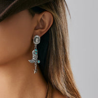 Thumbnail for Hippie Turquoise Inlaid Boot Cowboy Hat Star Dangle Earrings - ArtGalleryZen